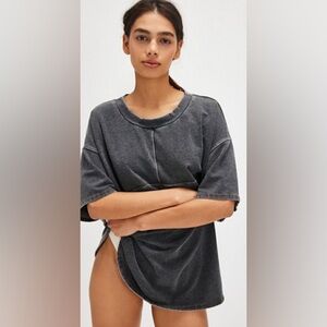 Free People Don’t Wait Up Sleep Tee Washed Black Size M